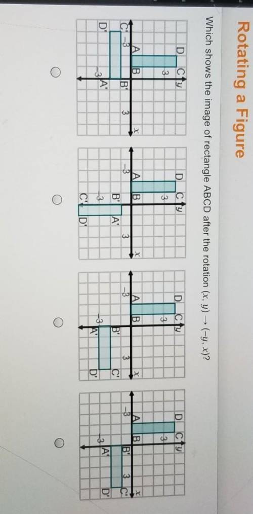 Which shows the image of rectangle ABCD after the rotation (x, y) - (-y, x)?. HELP