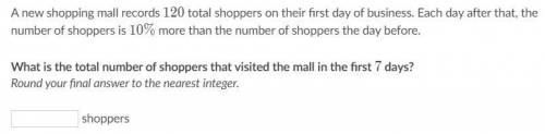 A new shopping mall records 120120120 total shoppers on their first day of business. Each day after
