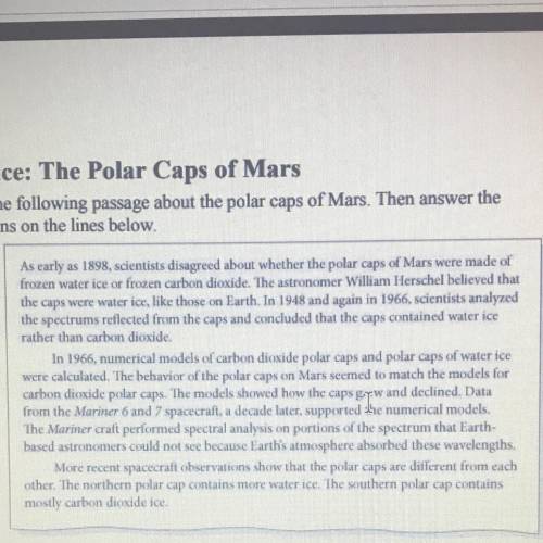 What can you infer about the results of numerical models in 1966 for polar caps

made of water ice