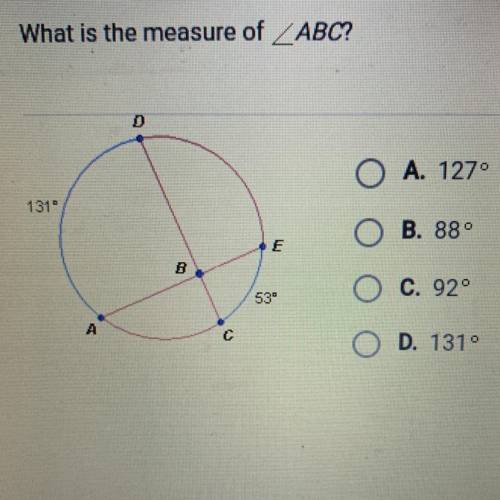 What is the measure of angle ABC?