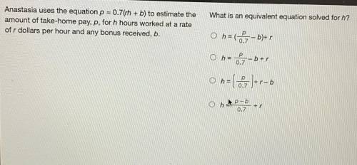 Which is equivalent equation solved for h?