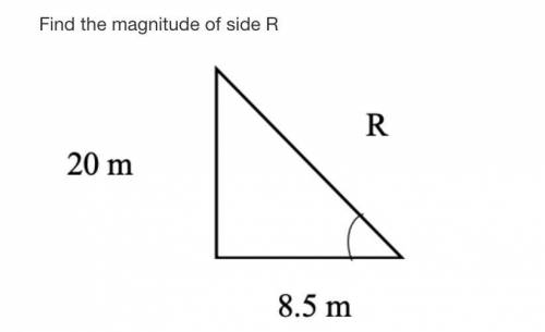 Find the magnitude of side R. Show work please!