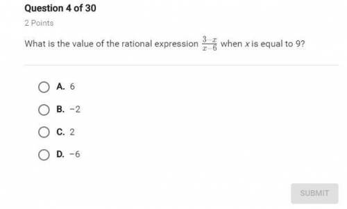 What is the value of the rational expression 3-x/x-6 when x is equal to 9?