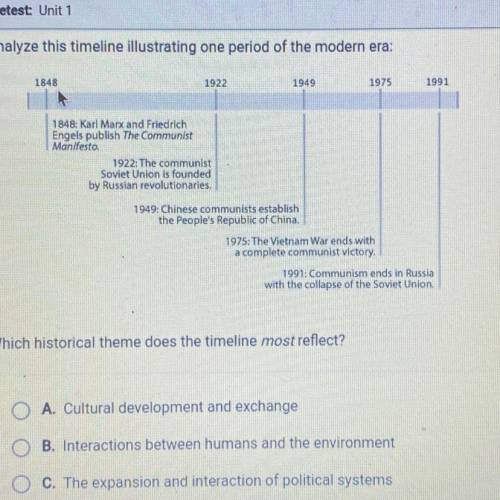 Which historical theme does the timeline most reflect?

O A. Cultural development and exchange
B.