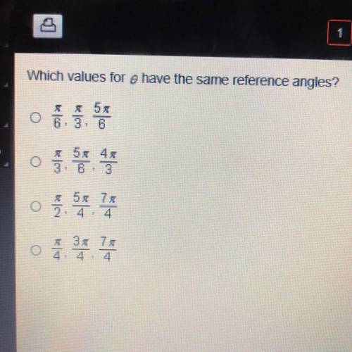 Which values for e have the same reference angles?