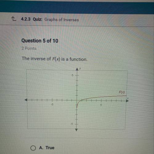 The inverse of F(x) is a function.
A. True
B. False