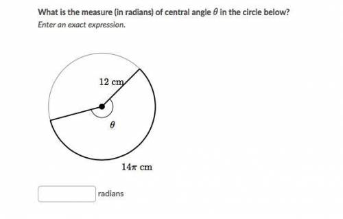 What is the measure (in radians) of central angle theta in the circle below? enter an exact express
