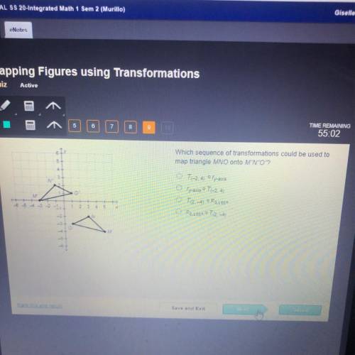 LOOK AT THE PICTURE FOR THE CHOICES

Which sequence of transformations could be used to
map triang
