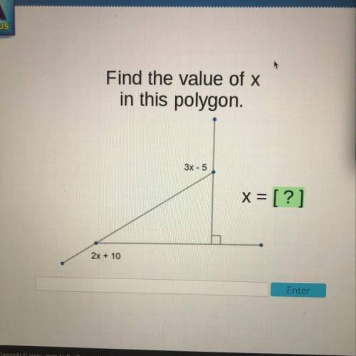 Find the value of x
in this polygon.
help !!!