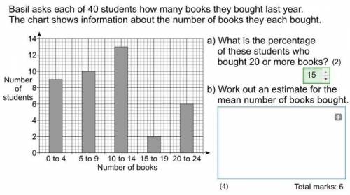 Basil asks each of 40 students how many books they bought last year. Can anyone answer B?
