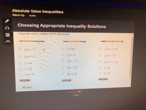Choosing Appropriate Inequality Solutions

Chose the correct solution set for each graph
(9)
(go
w