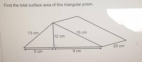 Find the total surface area of this triangular prism.