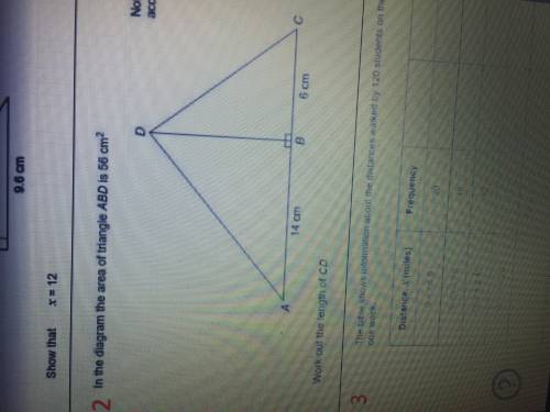 The area of the triangle ABD is 56cm2. Work out the length of CD