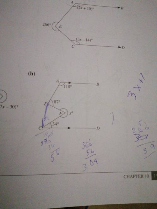 Please solve part h you have to find thr value of x
