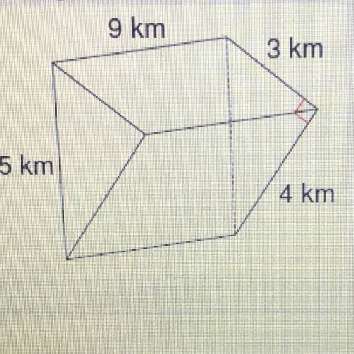Find the total surface area in square kilometers, of the 3-dimensional

figure shown below.
Enter
