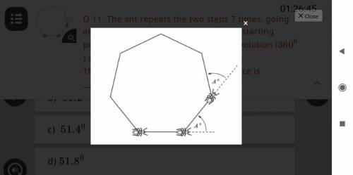The ant repeats the two steps 7 times going around the polygon until it reaches its starting positi