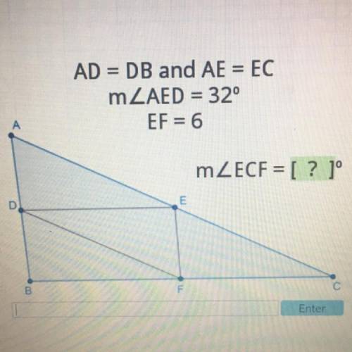 AD=DB and AE =EC 
M
EF= 6
M
I0pts