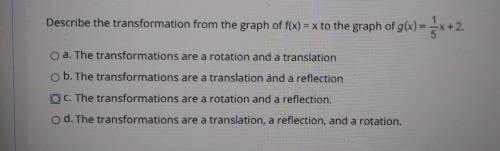 Describe the transformation from the graph off(x)= x to the graph of g(x) = (1/5)x + 2