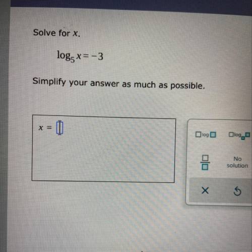 Solve for x.
Simplify your answer as much as possible.