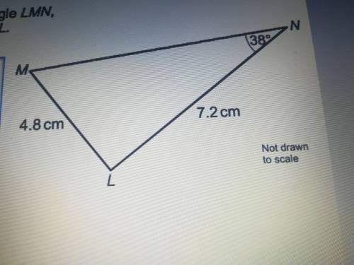 By first calculating the angle of LMN, calculate the area of triangle MNL. You must show all your w