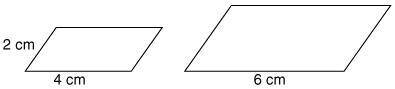 What is the perimeter of the larger of the two similar parallelograms? A 12cm B 16cm C 24cm D 18cm