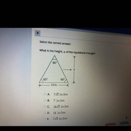 What is the height, X, of the equilateral triangle ? (Help)