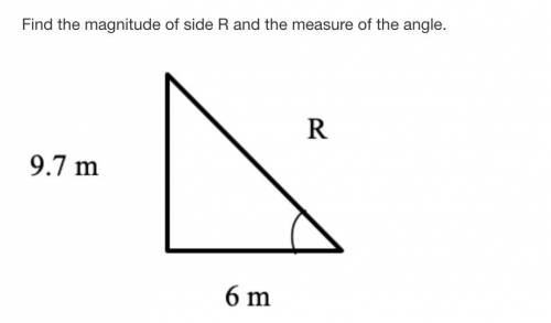 Find the magnitude of the side and the angle. Please help!