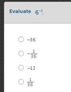 Evaluate 6 to the power of -2