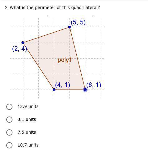 * PLEASE ANSWER TY What is the perimeter of this quadrilateral?