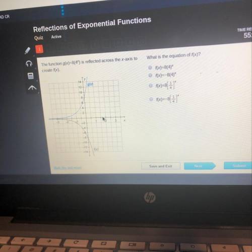 What is the equation of f(x)?
f(x)=8(4)
f(x)=-8(4)*
f(x)=8(2)
f(x)=-=( 14 )