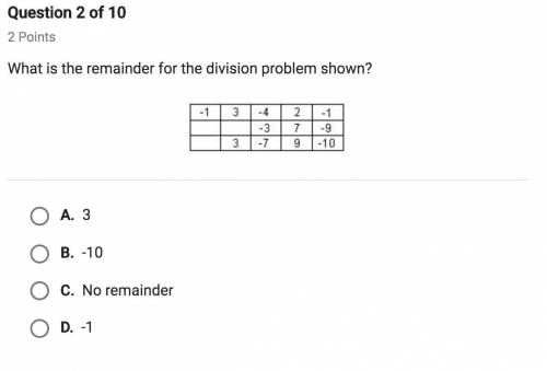 What is the remainder for the division problem shown below