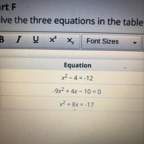 Please help ?!!! Solve the three equations in the table using any method of your choice. List the m