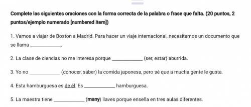 Help with spanish 1-5 thanks!