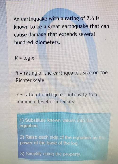 What is the value of x when the Richter

scale rating is 7.6? Round your answerto the nearest hund