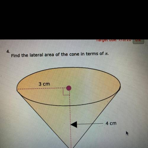 Find the lateral area of the cones in terms of pi