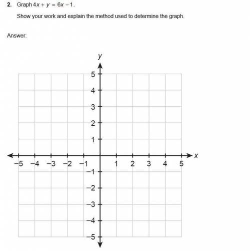PLEASE HELP Graph 4x + y = 6x - 1 Show your work AND explain the method used to determine the graph