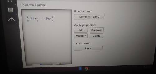 Solving linear equations. Solve the equation 2\3-4x+7\2 = -9x+5\6