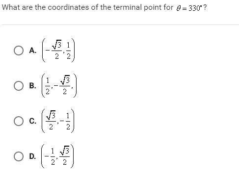 What are the coordinates of the terminal point for 0=330
