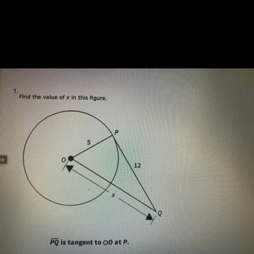 Find the value of X in the figure PQ is tangent to O at P￼