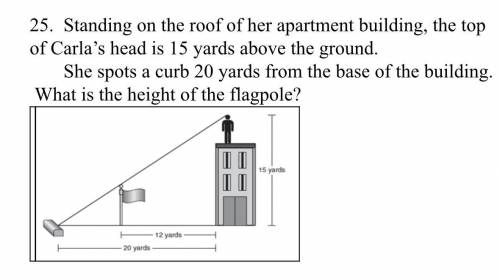 Standing on the roof of her apartment building, the top of Carla’s head is 15 yards above the groun