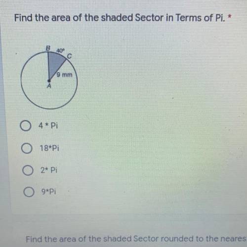 PLEASE HELP!!!
I need help on finding the area of the shaded sector in terms of Pi