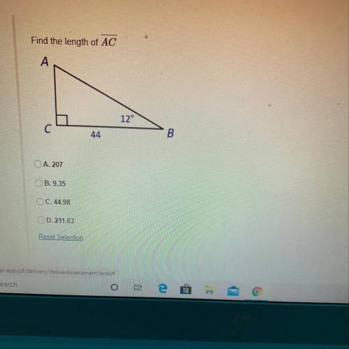 Find the length of AC in a triangle
