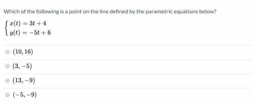 Which of the following is a point on the line defined by the parametric equations below?