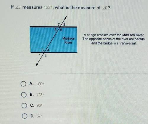 If 3 measures 123°) what is the measure of 6