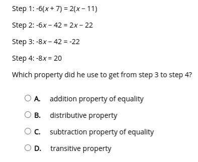 Please Help! Select the correct answer. Simon used these steps to solve an equation:
