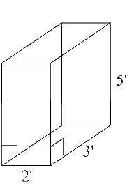 PLS HELP-- The total area of the rectangular prism shown is a. 30 sq ft b. 50 sq ft c. 62 sq ft