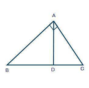 In the given triangle ABC, angle A is 90° and segment AD is perpendicular to segment BC. The figure