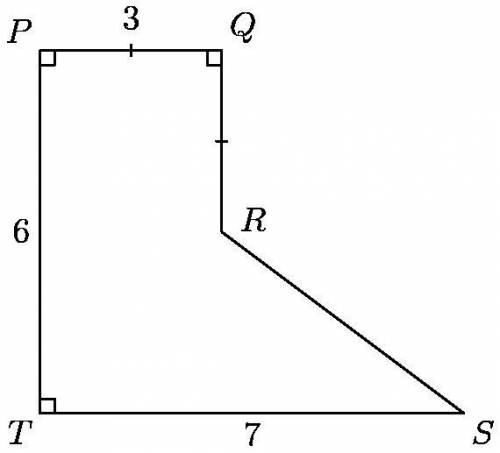 In the diagram, what is the perimeter of polygon $PQRST$?
