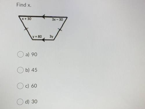 find X in the trapezoid
