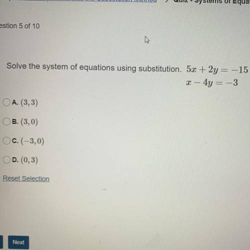 Help on system of equations using substitution